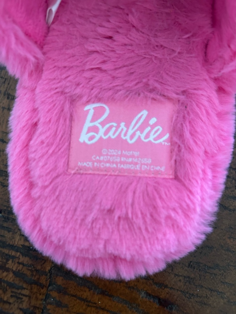 Barbie Hot Pink Plush Slide Slippers - Picture 2 of 3